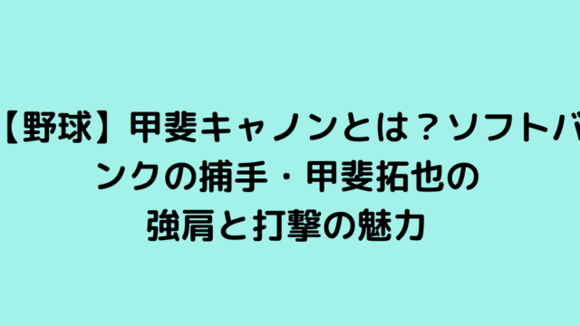 【野球】甲斐キャノンとは？ソフトバンクの捕手・甲斐拓也の強肩と打撃の魅力