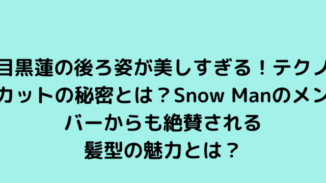 目黒蓮の後ろ姿が美しすぎる！テクノカットの秘密とは？Snow Manのメンバーからも絶賛される髪型の魅力とは？