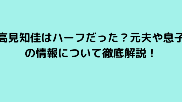 高見知佳はハーフだった？元夫や息子の情報について徹底解説！