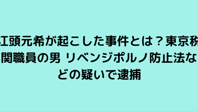 江頭元希が起こした事件とは？東京税関職員の男 リベンジポルノ防止法などの疑いで逮捕