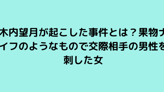 木内望月が起こした事件とは？果物ナイフのようなもので交際相手の男性を刺した女