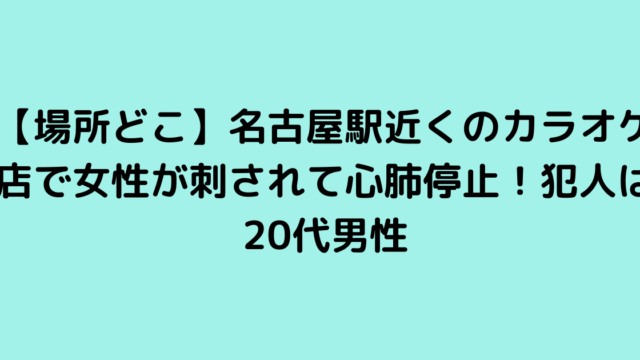 【場所どこ】名古屋駅近くのカラオケ店で女性が刺されて心肺停止！犯人は20代男性